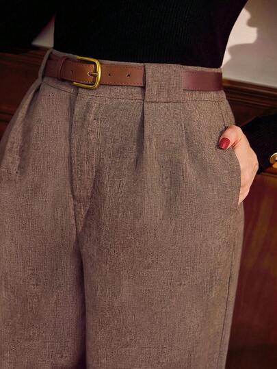 Vintamour 复古优雅女士裤装，带口袋和腰带，灯芯绒休闲裤，适合工作和度假，沙特阿拉伯国庆日棕色裤子，夏季假期，春假，女士假期，夏季假期，女士假期，春季女士裤装，女士正装裤