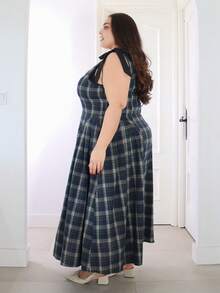 Pretty and Ole Váy dài thắt nơ nâu cổ điển cỡ lớn - Nhiều màu - Xem 5