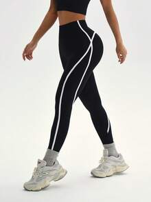 Dewbera Women's Seamless High Waist Slimming Yoga Leggings - Black - View 6