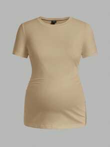 Modmama Maternity Casual Solid Color Short Sleeve T-Shirt For Summer - Multicolor - View 9