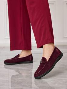 Sleekvia Casual Versatile Commuting Fringe Decor Flat Loafers - Red - View 3