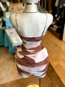 INAWLY Women's Fashionable Printed Short Bodycon Camisole Dress - Multicolor - View 2