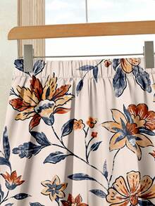 Rusticease 2件套女士度假休闲印花撞色纯色上衣+印花半裙套装，女士夏季服装，夏季半裙套装，半裙上衣套装，女士半裙上衣套装，印花半裙套装，春季两件套，女士短袖两件套，夏季休闲套装 - 彩色 - 查看 6