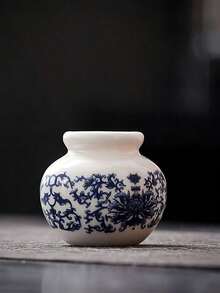 1 ultra-mini blau-weiße Porzellanvase (4,5 * 4 * 2,5 cm, etwa die Länge von zwei Zeigefingern erwachsener Personen; bitte nicht kaufen, wenn dies ein Problem darstellt) - glasierte Keramikvase, Heimdekoration, chinesischer Stil dunkelblau Vase, geeignet als Tischdekoration. - Verschiedenfarbig - Übersicht 19