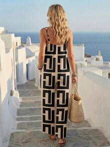 Faunlyn Women's Geometric Print Casual Jumpsuit, Fashionable & Versatile, Spring/Summer Carnival - Multicolor - View 2