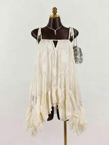 GlowEve Women's Chiffon Layered Ruffle Slip Dress - Beige - View 1