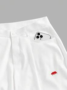 Manfinity BRENVOR Men's Animal Print Pocket Button Casual Everyday Shorts, Spring/Summer - White - View 4