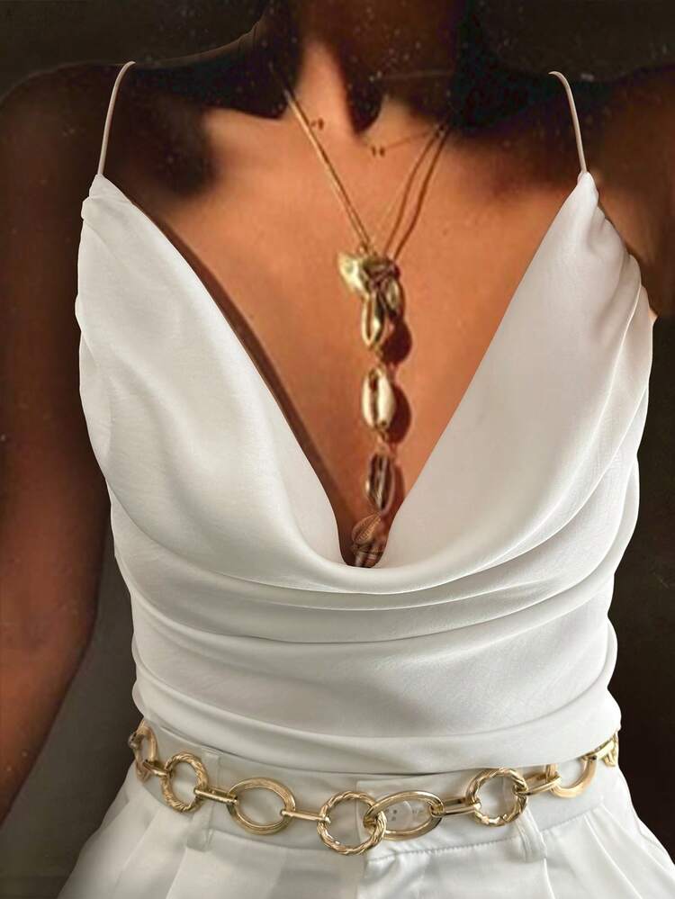 Women's Solid Color Plunging Neck Fashionable Sexy Camisole Summer