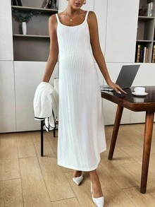 SHEIN Áo dài tay và quần dài giản dị cho bà bầu màu trắng và đen, trang phục hai mảnh - trắng - Xem 3