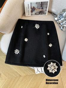 GlowEve Chân váy ngắn thanh lịch đính đá lấp lánh dành cho nữ, thích hợp cho dịp Giáng sinh. - màu đen - Xem 2