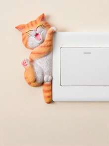 Cute Pet Simulation Cat 3D Resin Double Switch & Socket Panel Sticker, Wall Defect Concealing Decorative Decal For Home Use - Multicolor - View 17