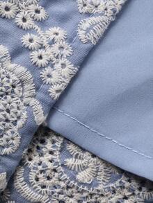 DAZY Falda de línea A con bordado y calado para vacaciones de verano de mujer - Azul - Ver 7