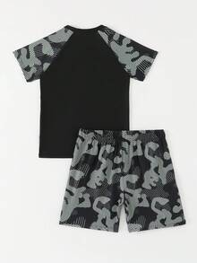 Boys' Printed Short Sleeve Rash Guard & Swim Trunks 2-Piece Swimsuit - Multicolor - View 2