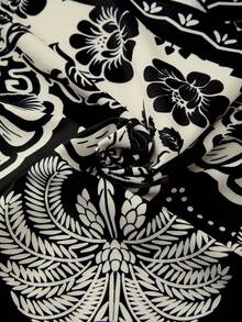 Swim Oasis Traje de baño de una pieza con volantes, estampado tropical, atar al frente para mujer, ideal para vacaciones de verano en la playa - Blanco y Negro - Ver 8