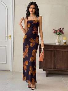 EastFlair Women's Elegant Butterfly Print Sleeveless Dress, Summer Summer Sexy Dress Bodycon Midi Dress Bodycon Summer Dress Slip Dress Women - Mauve Mist - View 3