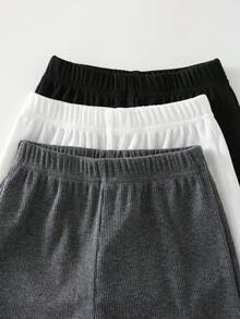 SHEIN 3件套男童休闲舒适时尚简约实用柔软舒适短裤套装，带徽章和腰带装饰，适合春夏季日常穿着、上学、旅行和运动。 - 彩色 - 查看 6