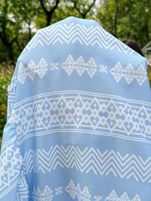 SHEIN 孕妇度假休闲几何印花无袖连衣裙 - 藍色 - 查看 5