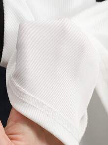 Squishy Teens' Casual Contrast Color Collar & Cuff Tank Top - White - View 5