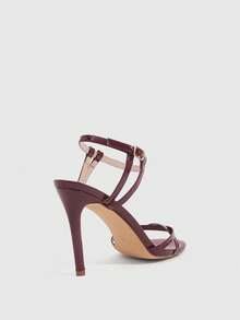 CUCCOO SZL Fashionable Sexy Black Round Toe Wrap-Around Strap High Heel Sandals, Suitable For Commuting, Dating, Party, Wedding, Holiday For Christmas Valentine's Day - dark brown - View 8