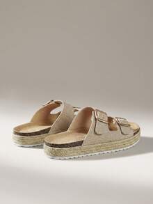 Solecia 女士搭扣设计休闲日常一脚蹬凉鞋 - 杏色 - 查看 4