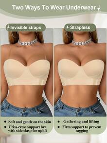 DesireSculpt 2pcs/Set Women's Underwire Front Closure Half Cup Push Up Bras - Multicolor - View 5