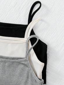 SHEIN Genkimix Kids 3件套经典简约舒适百搭吊带背心套装，适合少女 - 彩色 - 查看 8