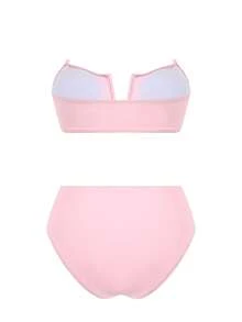 Swim Oasis 2026春夏新款女士纯色抹胸泳衣、泳裤、网纱长裙沙滩度假泳装套装 - 粉色 - 查看 4