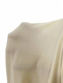 COSMINA Áo thun nữ tay dài dáng lửng, cổ xếp ly, màu trơn - Màu be - Xem 6