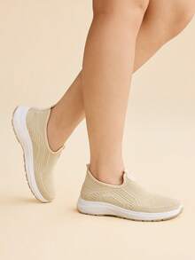 CUCCOO EASI Zapatillas deportivas casuales, transpirables y cómodas con diseño calado para mujeres - Beis - Ver 10