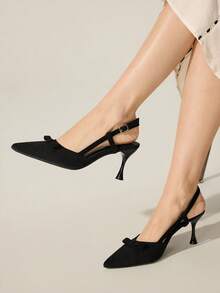 CUCCOO BASICS Women's Fashionable & Elegant Commuter Pumps With Bow Decor Spring Shoes - Black - View 1