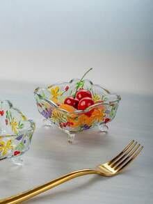 1 buah [Mangkuk Permen Kaca Bergaya Vintage] Mangkuk Permen Kaca Buatan Tangan Bergaya Vintage | Motif Bunga, Gaya Eropa, Cocok Sebagai Kotak Penyimpanan Meja Atau Asbak, Sempurna Untuk Ruang Makan Dan Ruang Tamu - MultiWarna - View 5