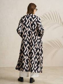 Airaco 女士翻领长袖几何印花优雅通勤夹克 - 彩色 - 查看 2