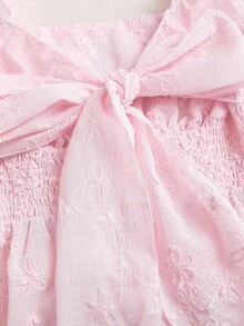 Sweetra 女士法式浪漫粉色衬衫，甜美少女风花瓣袖蝴蝶结领口不规则下摆衬衫，春夏款 - 粉色 - 查看 5