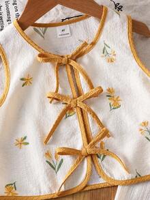 SHEIN 女童碎花系带吊带背心和阔腿裤套装 - 彩色 - 查看 5