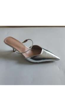 CUCCOO SZL Fashionable Elegant Commuter Crystal Decorated Pointed Toe High Heels Spring Shoes - Silver - View 16