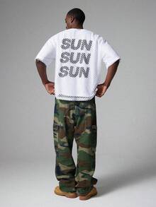 STYNVO 男士字母图案圆领休闲宽松T恤 - 白色 - 查看 6