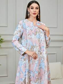 Yasmyna 女士碎花长袖连衣裙，简约百搭 - 粉色 - 查看 5