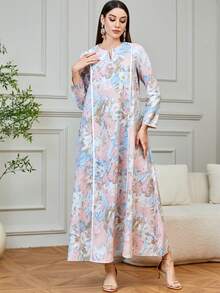 Yasmyna 女士碎花长袖连衣裙，简约百搭 - 粉色 - 查看 6