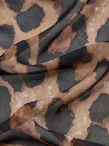 SOLERSUN 性感优雅女士雪纺豹纹上衣，适合派对和约会（随机花卉印花） - 棕色 - 查看 9