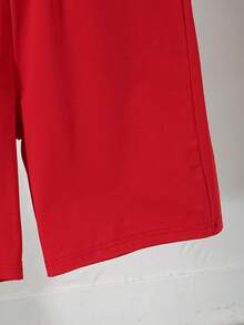 Vacaura 2pcs/Set Graffiti Slogan T-Shirt And Vibrant Red Shorts Sports Outfit, Essential For Fashionable Youths - Multicolor - View 5