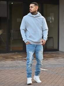 Devon Thys 1 quần Cargo thường ngày rách rách co giãn ôm vừa vặn cho nam, quần jeans dày màu trơn thoáng khí phong cách đường phố thích hợp đi dạo phố, hoạt động ngoài trời cho cha mẹ và con cái, mọi mùa - Rửa nhẹ - Xem 6