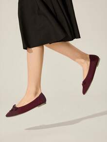 CUCCOO BASICS Sapatos femininos casuais e versáteis, baixos e com detalhe de laço. - Borgonha - Ver 7