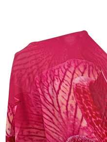 Aloruh 女士休闲全印花V领长连衣裙，适合夏季，波西米亚风，女士夏季连衣裙，适合外出穿着，时尚连衣裙/夏季连衣裙/沙滩连衣裙/度假装/度假连衣裙/碎花连衣裙/红色连衣裙 - 彩色 - 查看 8