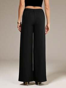 SHEIN Tall Women Pants Business Casual Women Western Wear Women Wide Leg Pants Office Women Outfits Baggy Pants Professional Women Clothes Office Wear Grey - Black - View 2