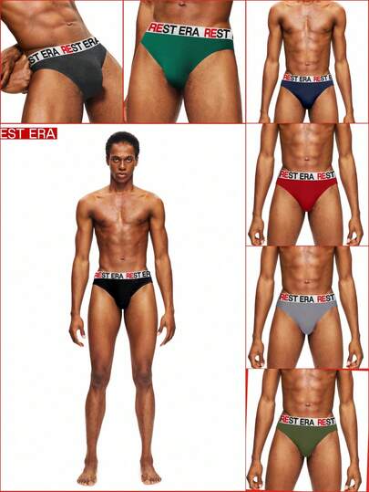 Rest Era 7pcs/Pack Men's Letter Waistband Casual Briefs Men's Thong Underwear