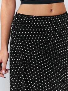 Ritzy Row Women's Elegant Versatile Slimming Mini Polka Dot Skirt - Black - View 3