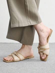 CUCCOO BIZCHIC Simple And Versatile Temperament Comfortable Fashion Generous Commuter Vacation Beach Flat Sandals - Pale apricot - View 3