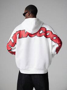 STYNVO Men's Street Fashion Casual Printed Hoodie - White - View 1