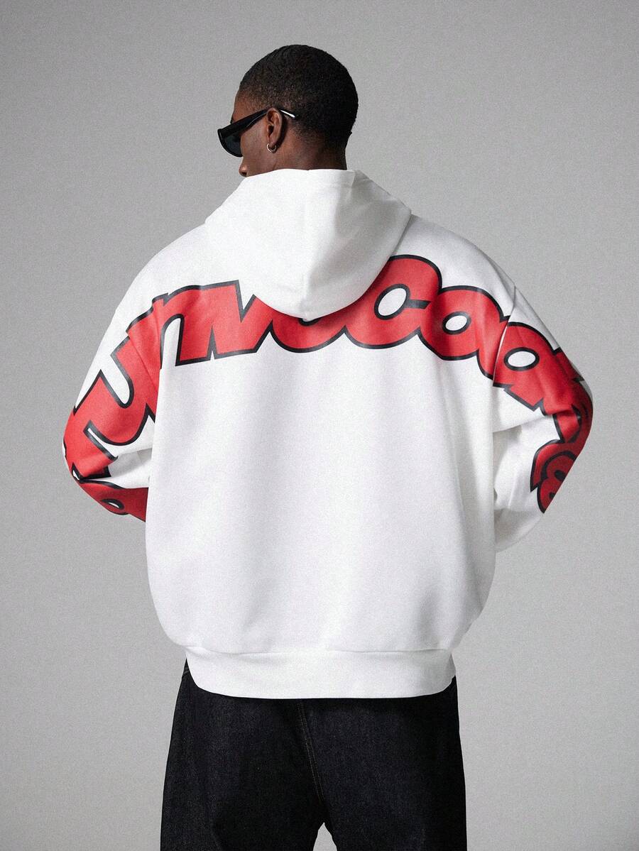 STYNVO Men's Street Fashion Casual Printed Hoodie - White - View 1