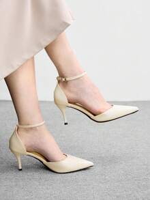 CUCCOO BIZCHIC Women's Simple Solid Color Backstrap High Heel Sandals, Suitable For Daily Commute Summer Shoes - White - View 4